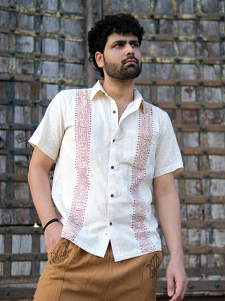 Zenith Shirt Shirt with Black Tribal Block Print