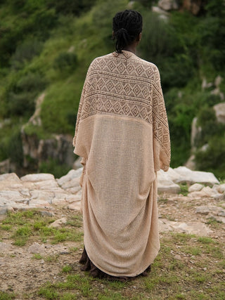 Knitted Boho Shrug with Tribal Pattern