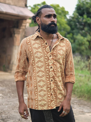 Milinda tribal print full-sleeve cotton shirt by Crystal Heal