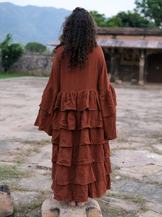 Aadhira Layered Boho  Rust Cotton Shrug