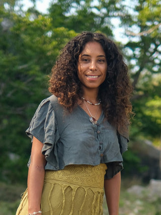 Vanya Boho Cotton Flared Sleeve  Rust Crop Top