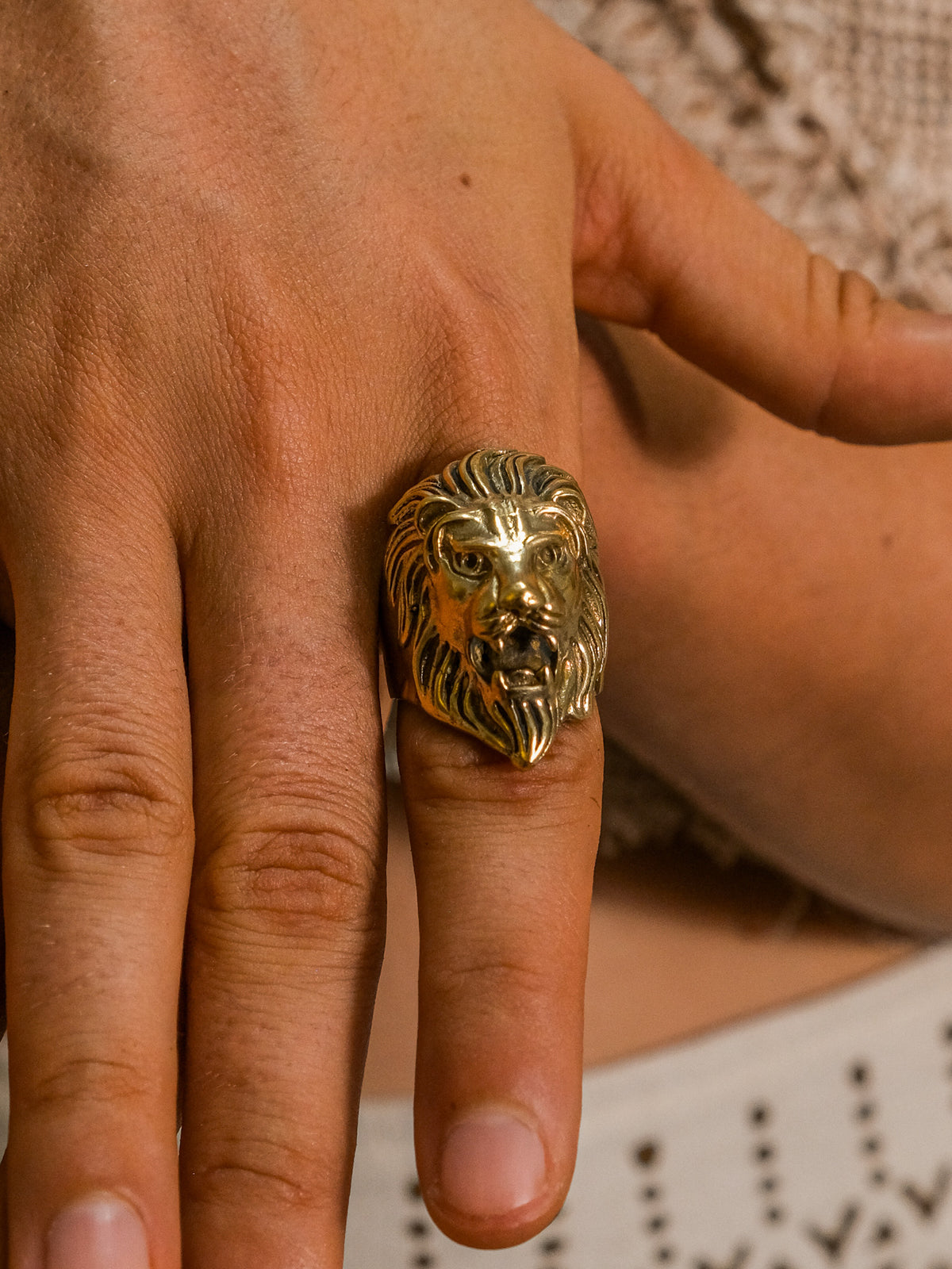 Bague Singam – Bijoux en laiton Tête de lion