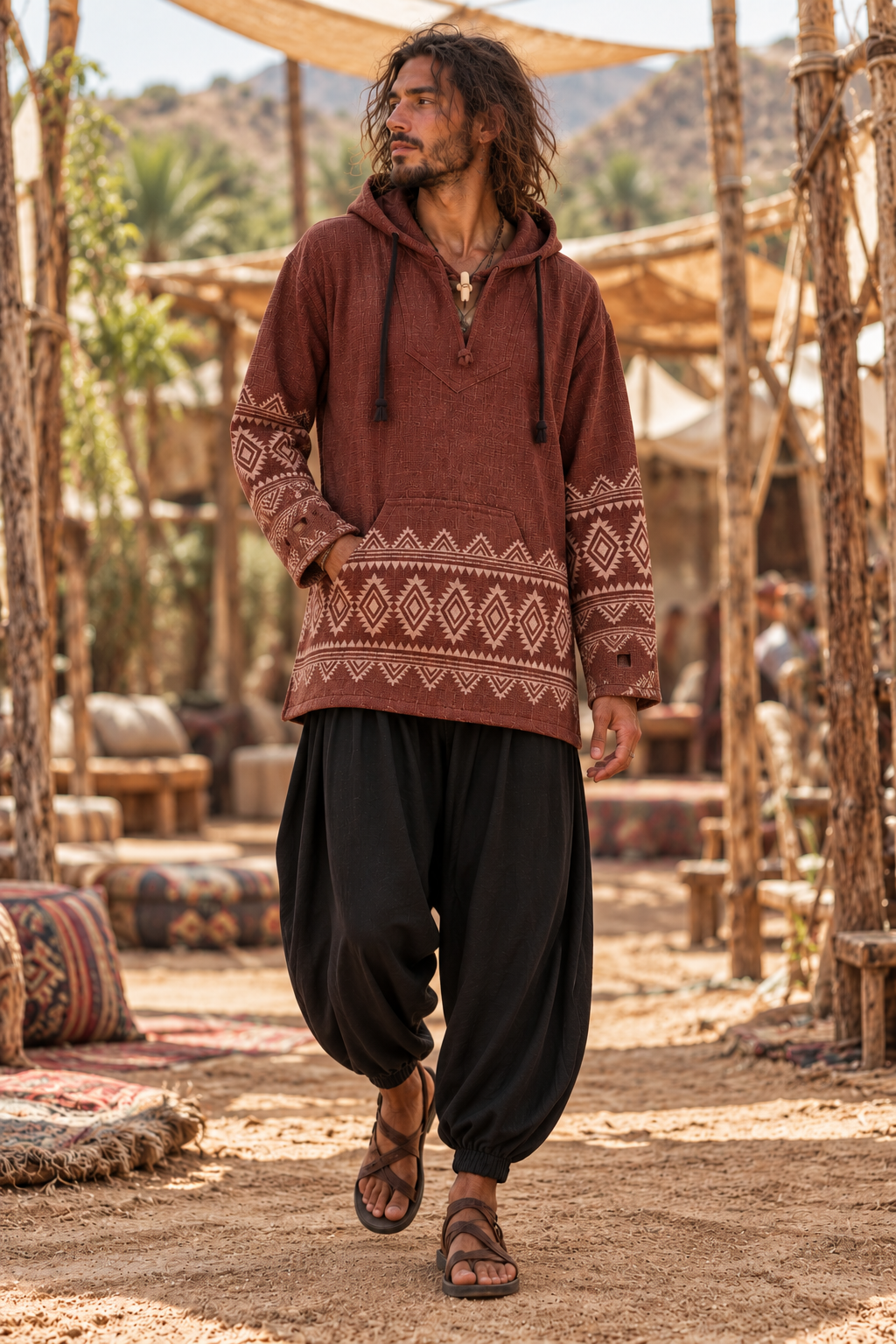 Tribal Hoodie – Baumwolle mit Handblockdruck für Festivals und Freizeit