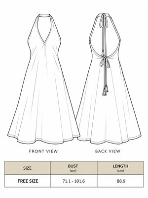 Mantra Dress size chart with free size bust 71.1 to 101.6 cm and length 88.9 cm