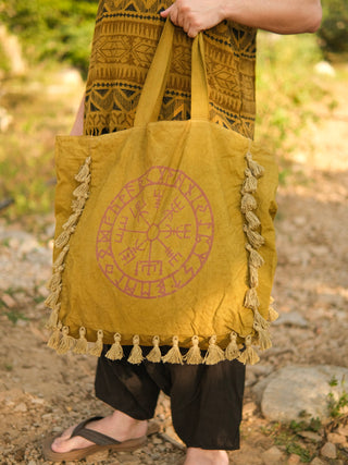 Manan Tote Bag Tribal Print – Boho Cotton Fringe Shoulder Bag