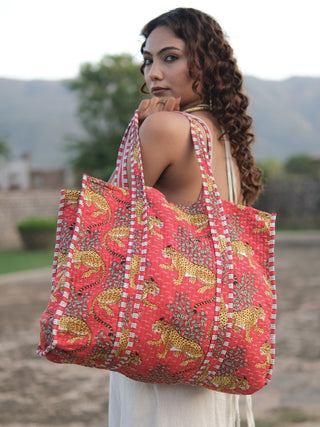WanderBloom Block Print Tote Bag