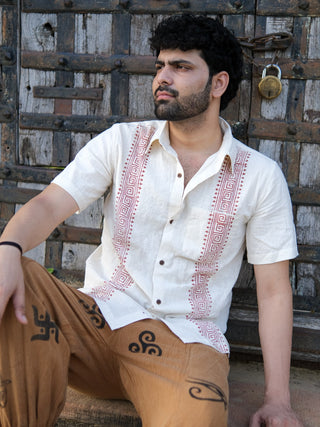 Zenith Shirt Shirt with Black Tribal Block Print