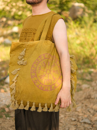 Manan Tote Bag Tribal Print – Boho Cotton Fringe Shoulder Bag