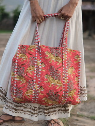WanderBloom Block Print Tote Bag