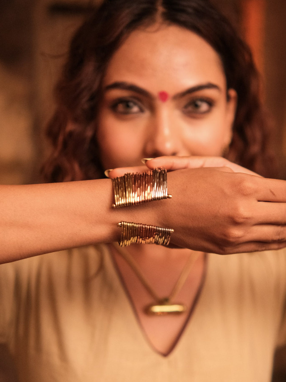 Nirjara Brass Cuff Bracelet
