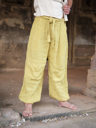 Suryan Linen Mustard Yellow Boho Harem Pants