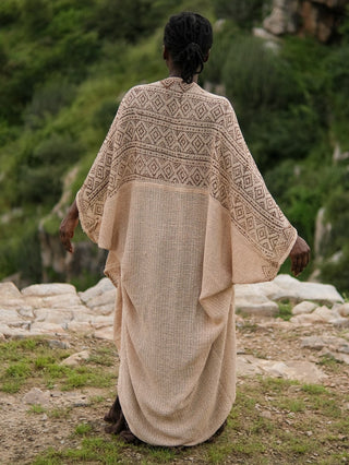 Knitted Boho Shrug with Tribal Pattern