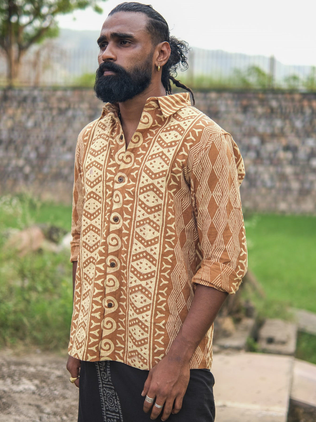 Milinda tribal print full-sleeve cotton shirt by Crystal Heal