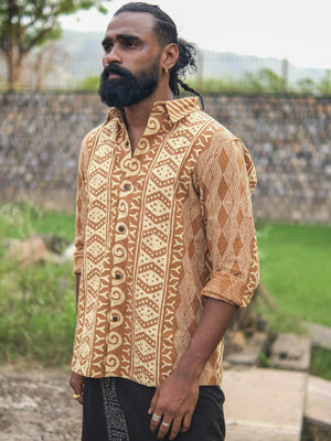 Milinda tribal print full-sleeve cotton shirt by Crystal Heal