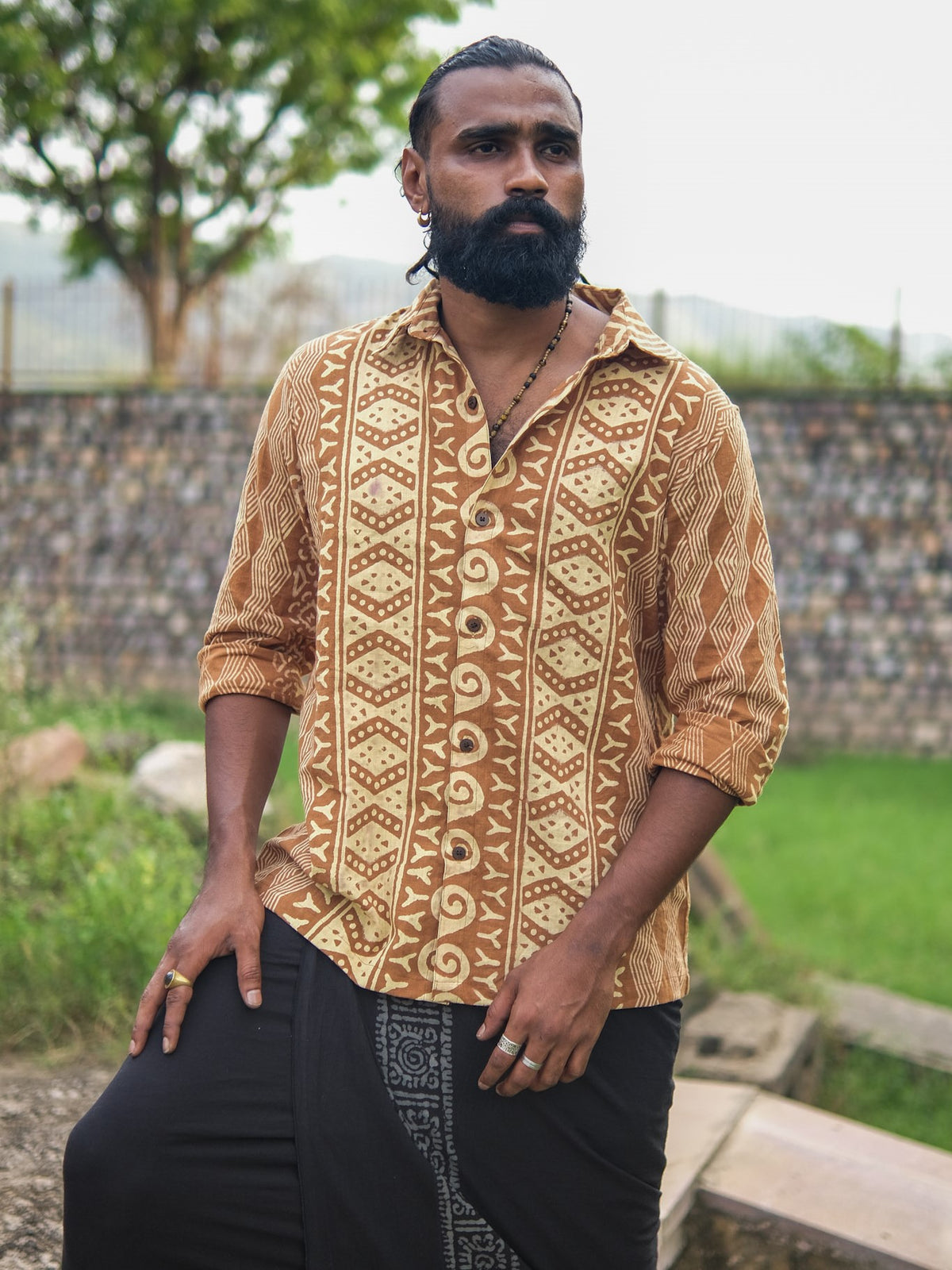Milinda tribal print full-sleeve cotton shirt by Crystal Heal