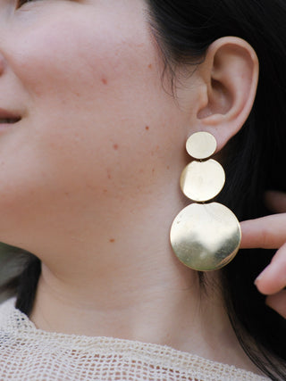 Luna Cascade Brass Earrings