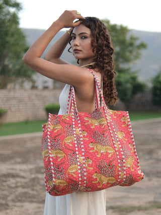 WanderBloom Block Print Tote Bag