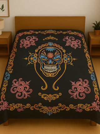 Aztec Skull Mandala Bedsheet