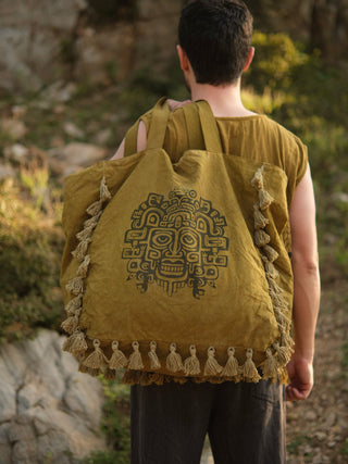 Manan Tote Bag Tribal Print – Boho Cotton Fringe Shoulder Bag