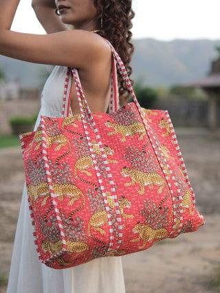 WanderBloom Block Print Tote Bag
