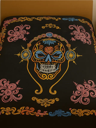 Aztec Skull Mandala Bedsheet