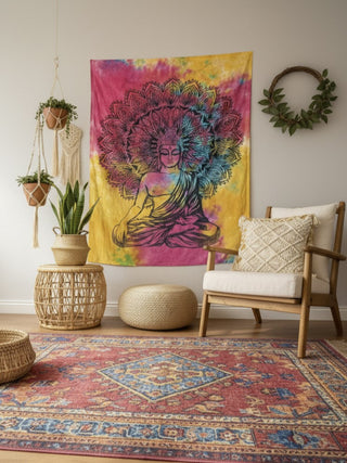 Divyata Buddha Tie-Dye Boho Wall Poster