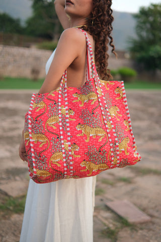 WanderBloom Block Print Tote Bag