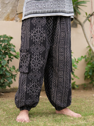 veda Cargo Pants with Tribal Geometric Print
