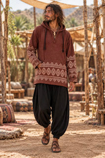 Tribal Hoodie – Baumwolle mit Handblockdruck für Festivals und Freizeit