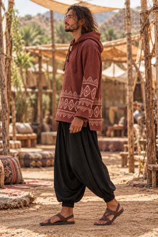 Tribal Hoodie – Baumwolle mit Handblockdruck für Festivals und Freizeit