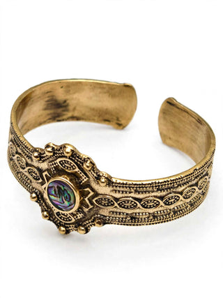 Antique Gold Abalone Shell Cuff Bracelet