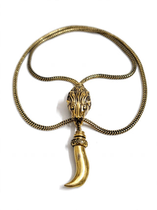Sherfang – Antique Gold Lion Fang Pendant Necklace