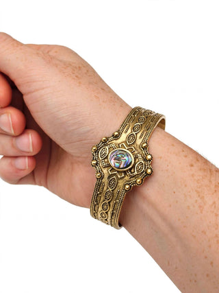 Antique Gold Abalone Shell Cuff Bracelet