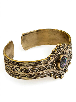 Antique Gold Abalone Shell Cuff Bracelet