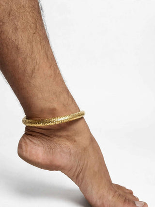 Naagrekha – Antique Gold Textured Anklets