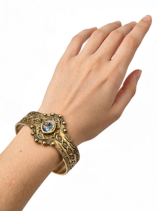 Antique Gold Abalone Shell Cuff Bracelet