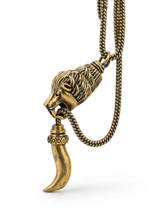 Sherfang – Antique Gold Lion Fang Pendant Necklace