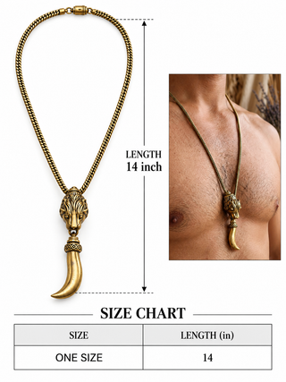 Sherfang – Antique Gold Lion Fang Pendant Necklace