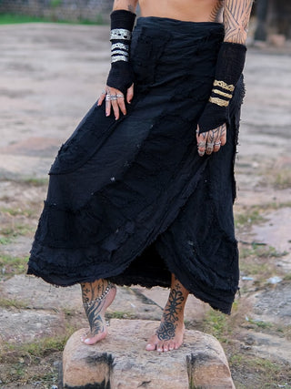 Dharitri Skirt Boho Layered Cotton Skirt – Tribal Festival Wear