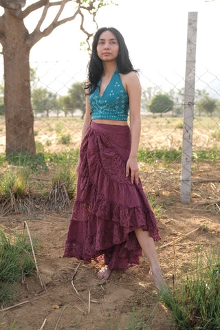 Boho Gypsy Wrap Skirt  Khadi Cotton Layered Festival Wear