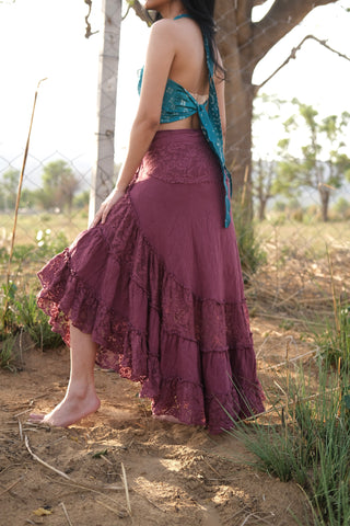 Boho Gypsy Wrap Skirt  Khadi Cotton Layered Festival Wear