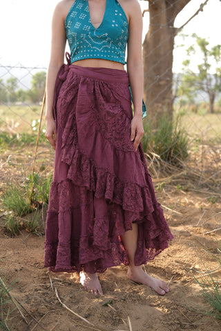 Boho Gypsy Wrap Skirt  Khadi Cotton Layered Festival Wear