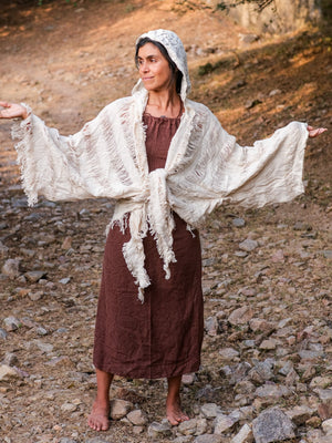 Kali black cotton shrug cardigan with hooded fringe detail by Crystal Heal