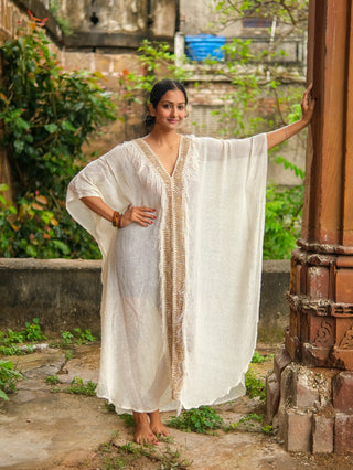 Aaravi Kaftan Dress – Handwoven Boho wear