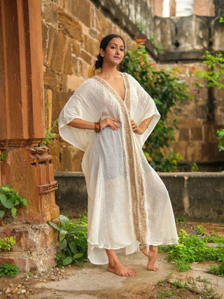 Aaravi Kaftan Dress – Handwoven Boho wear