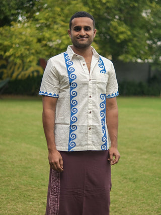 Indraneel Shirt Spiral Handblock Cotton Shirt – Boho Style
