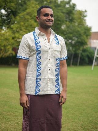 Indraneel Shirt Spiral Handblock Cotton Shirt – Boho Style