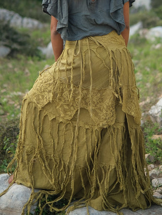 Mrsalaka Boho Skirt – Handwoven Fringe Cotton Maxi Skirt