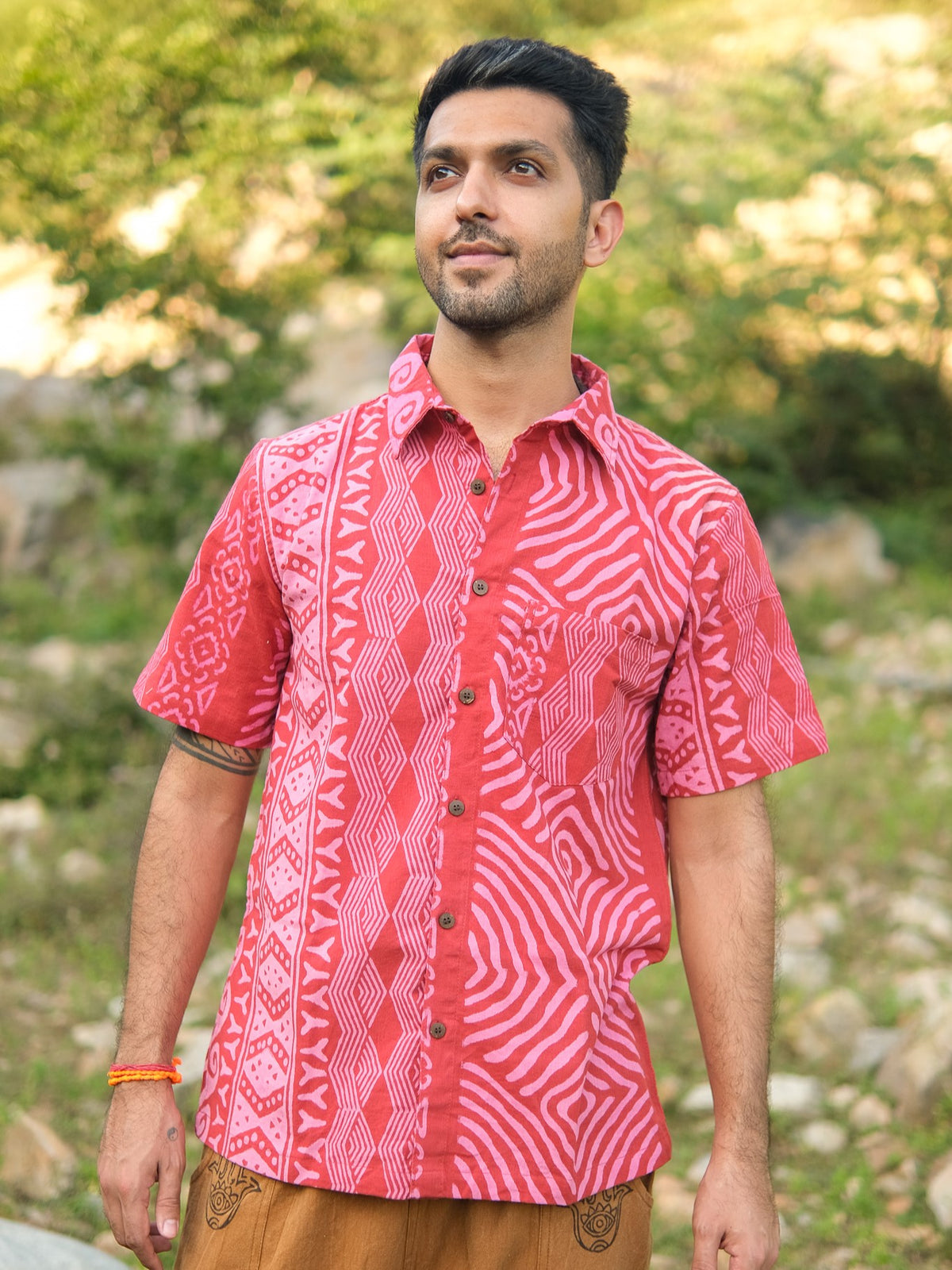 Agasti Shirt – Boho-Hemd mit Tribal-Blockprint