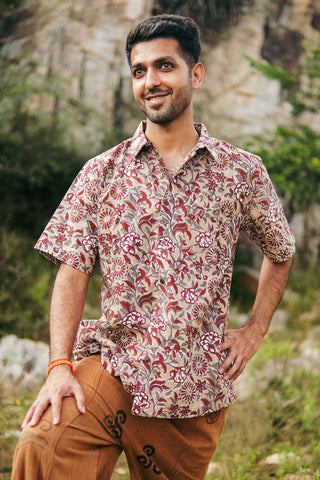 Arjit Shirt Floral Handblock Printed – Boho Casual Wear